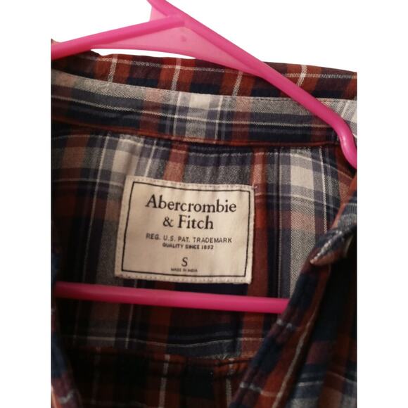 Vtg Abercrombie & Fitch Shirt Womens Size S Burgandy Plaid Buttons - Picture 3 of 5